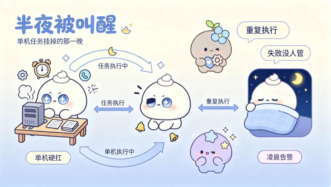 单机定时任务，等于把可靠性赌在一台机器上
