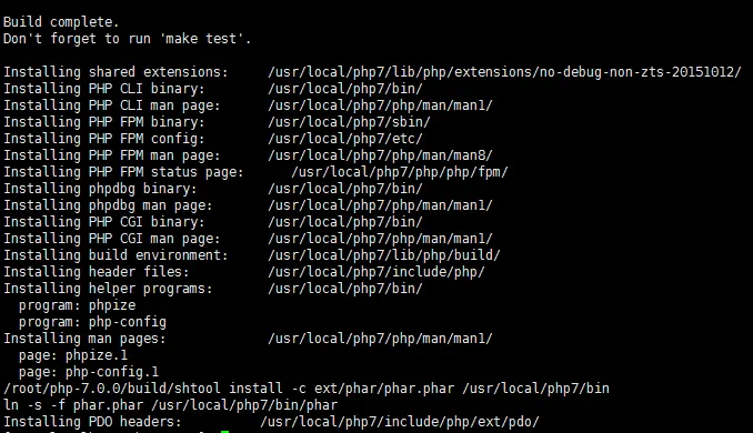 PHP 7编译安装成功