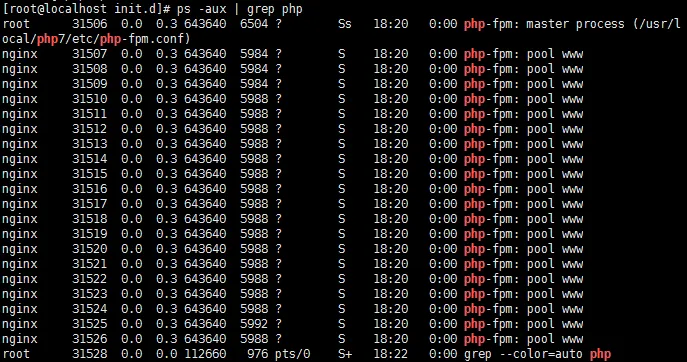 PHP 7 ps -aux