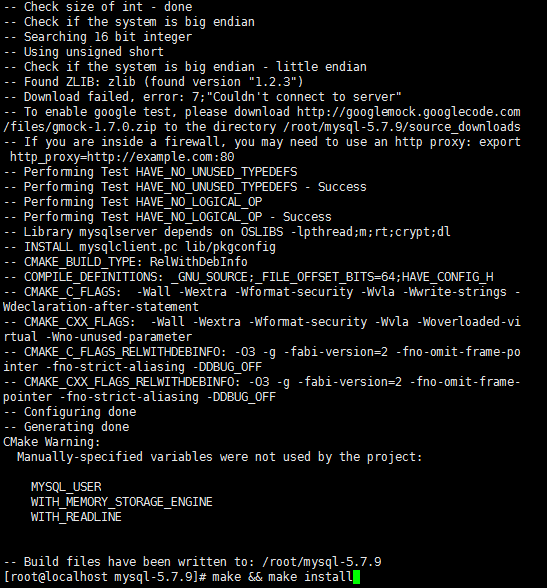 CentOS 7 编译安装 MySQL-5.7.9