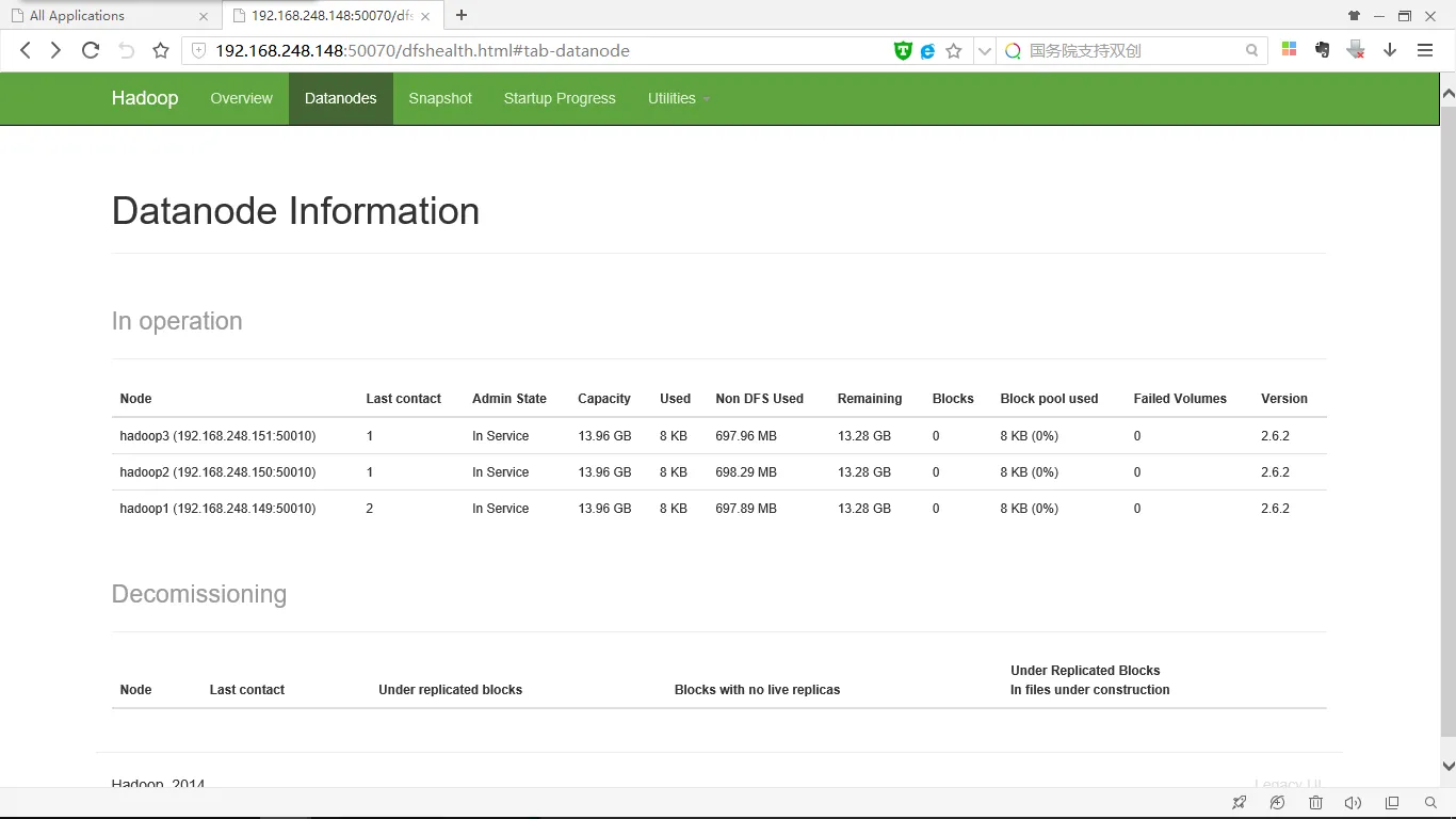 Hadoop dfshealth-Datanodes