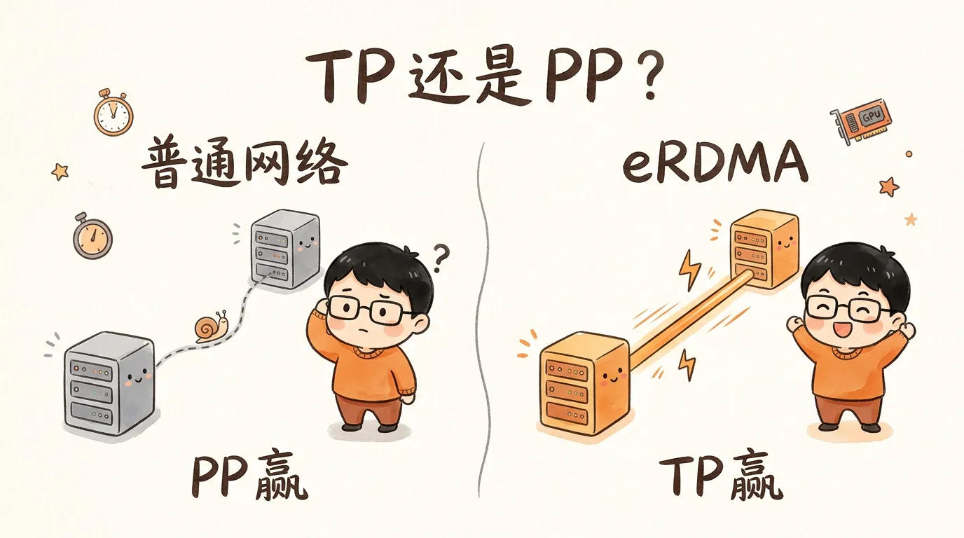 TP 还是 PP：普通网络与 eRDMA 下的并行策略之选