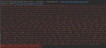ERROR: No matching distribution found for gradio＞=3.23