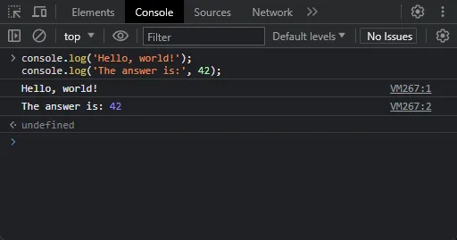 method console log