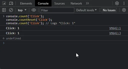 method console countReset