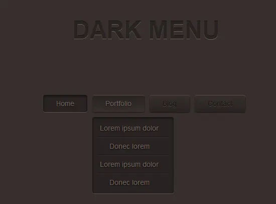 Dark Menu: Pure CSS3 Two Level Menu