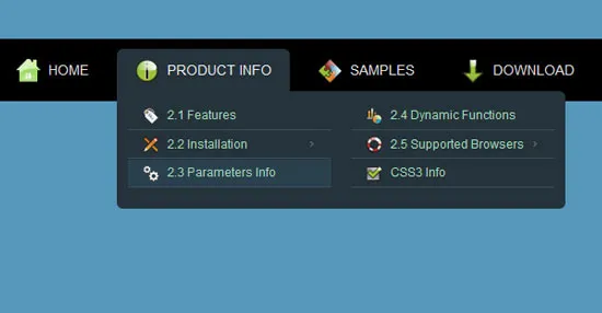 Elegant Dark CSS3 Menu Template