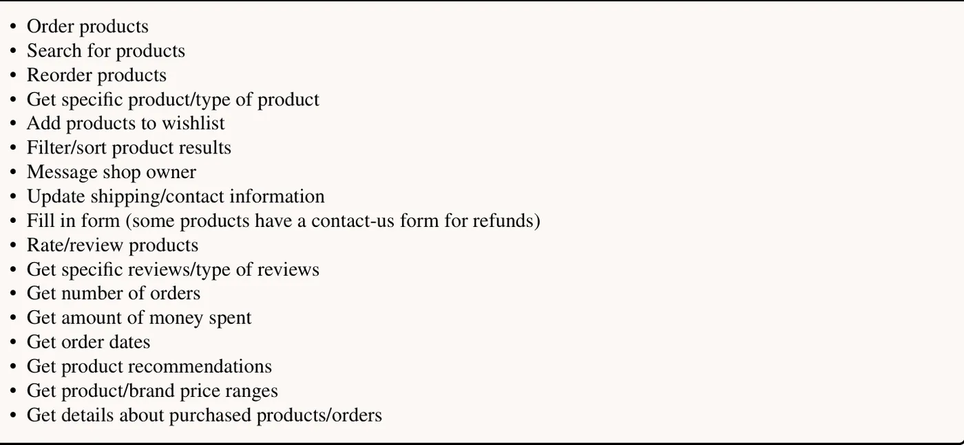 图 14. 购物环境中的高级代理动作选项