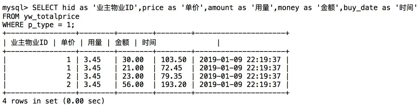 查询所有业主电费