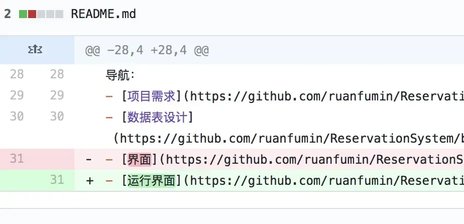 GitHub文件修改显示