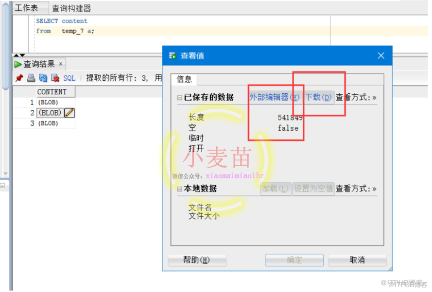 如何查看和下载Oracle BLOB类型的数据