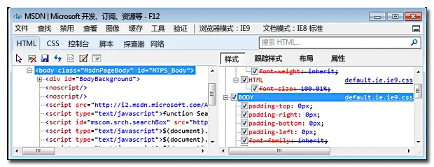 “HTML”选项卡中“样式”选项卡的屏幕快照