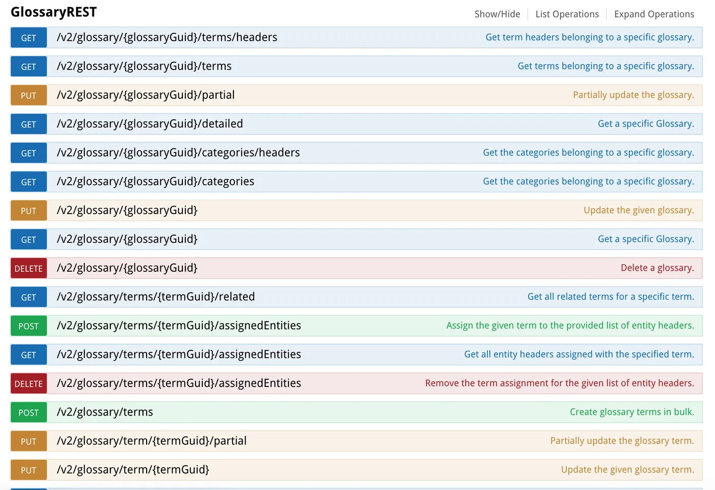 Glossary REST API