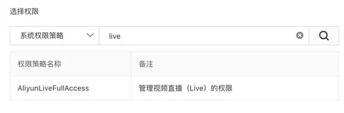 视频直播服务自定义RAM授权