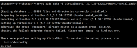 vboxdrv.sh failed modprobe vboxdrv failed. Please use &#39;dmesg&#39; to find out why