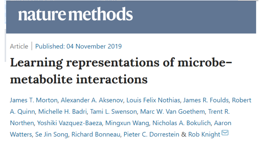Nat. Methods | 学习微生物与代谢产物之间相互作用的神经网络