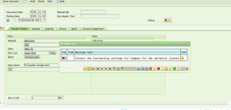 SAP MM MIGO 411K 报错 - Correct the Customizing settings for ledgers for the universal journal –（一）