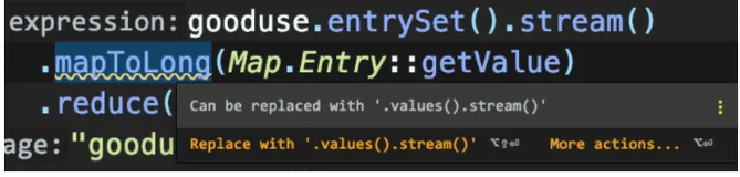 IDEA告警：Can be replaced with ‘.values().stream()‘