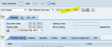 SAP HUM针对HU做货物移动后生成的物料凭证何处看相关的HU信息？