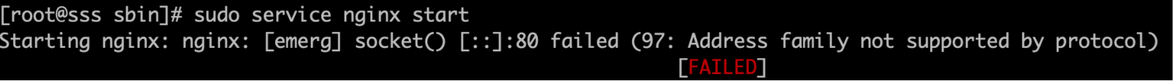 启动nginx报错，80 failed (97: Address family not supported by protocol)