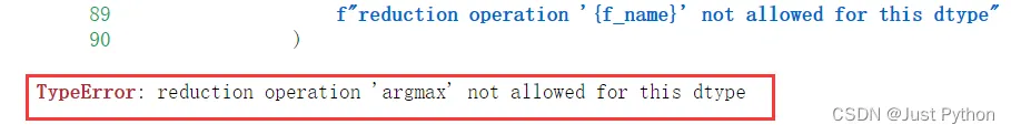 pandas中报错：TypeError: reduction operation ‘argmax‘ not allowed for this dtype 的解决办法