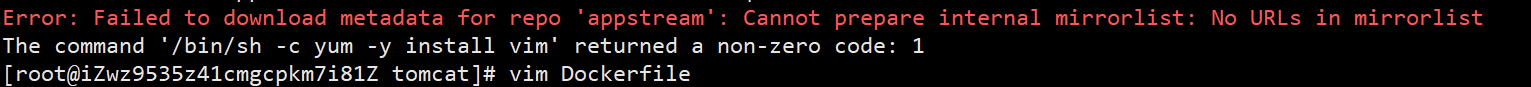 【在下版本，有何贵干？】Dockerfile中 RUN yum -y install vim失败Cannot prepare internal mirrorlist: No URLs in mirrorlist