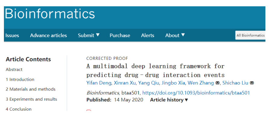 Bioinformatics | 预测药物-药物相互作用的多模态深度学习框架