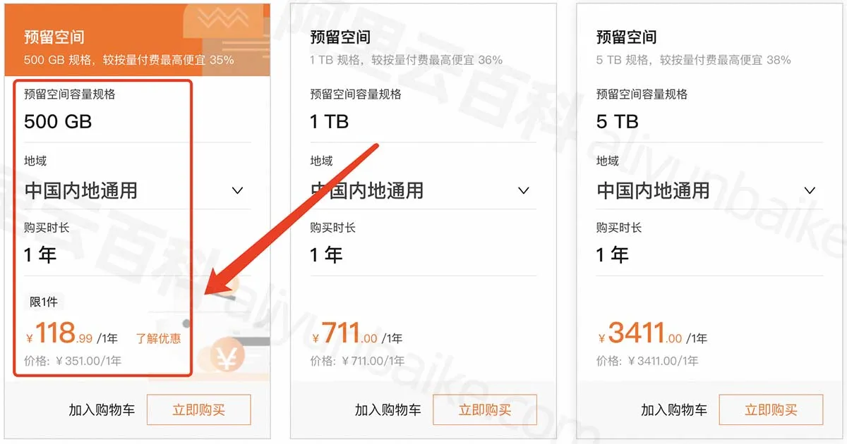 阿里云对象存储OSS预留空间优惠价格