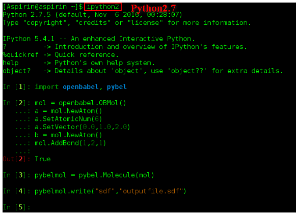 Linux（64位）下OpenBabel 2.4.1、python2.7和Ipython实战（一）