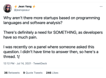 为什么编程语言社区没那么多初创公司呢？