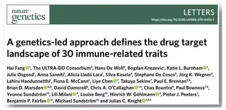 Nat. Genet. | 基于遗传学主导的方法定义免疫相关性状的药物靶标