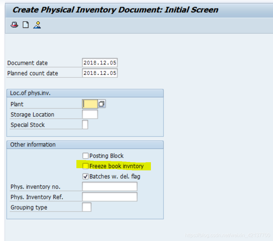SAP MM MI01界面上的‘Freeze book inventory’标记初探