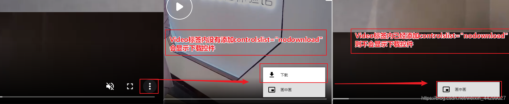 【前端用法】HTML5 Video标签如何屏蔽右键视频另存为的js代码以及如何禁用浏览器控件，Video 禁止鼠标右键下载