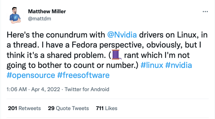 Fedora 项目负责人“抨击” NVIDIA 专有 linux 驱动程序：建议向 Intel 和 AMD 学习“开源”