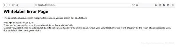 javax.servlet.ServletException: Circular view path [hello]: would dispatch back to the current handl