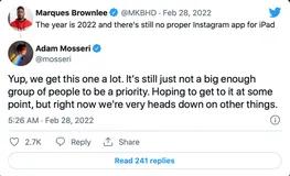 Instagram CEO :“苹果 iPad 不咋受欢迎，不值得给开发个专属版本的 App”