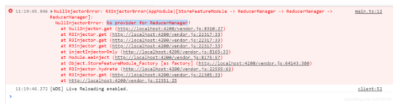 如何处理使用ngrx时遇到的错误消息: NullInjectorError R3InjectorError(AppModule)[StoreFeatureModule] 