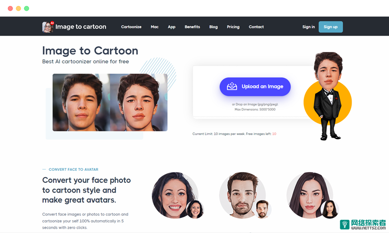 imagetocartoon: 在线人脸照片转换卡通头像工具