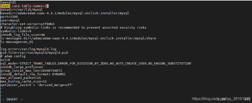 MySQL 数据库linux系统下修改配置文件设置mysql是否大小写敏感实例演示