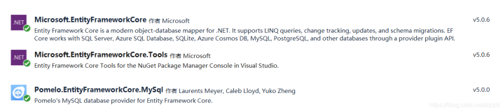.Net Core 的WebApi项目使用mysql的EF CodeFirst模式