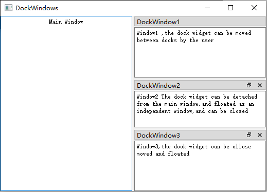 Qt 布局管理之 停靠窗口QDockWidget