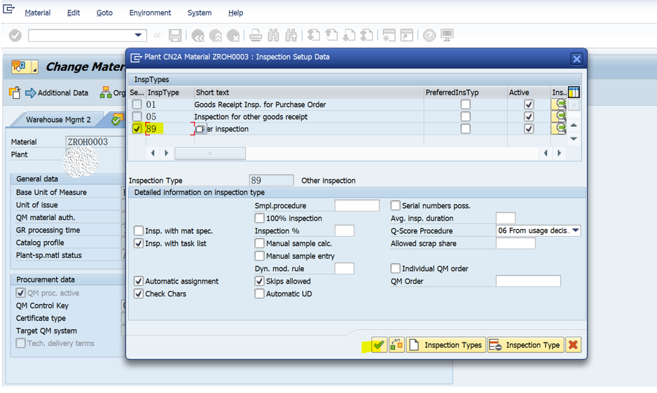 SAP QM 物料主数据QM视图里字段MARC-INSMK的更新（二）