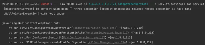 EasyExcel ——NullPointrtException:null at sun.awt.FontConfiguration