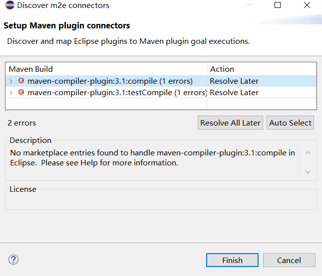 eclipse 中 maven的pom.xml文件发生错误：CoreException: Could not get the value for parameter compilerId for plugin execution default-compile: PluginResolutionException: Plugin org.apache.maven... 