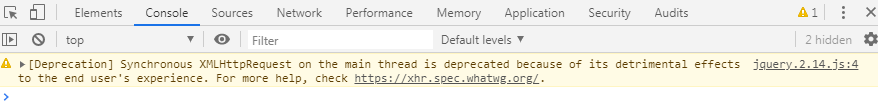 ajax方法执行同步的黄色警告：Synchronous XMLHttpRequest on the main thread is deprecated的解决方案