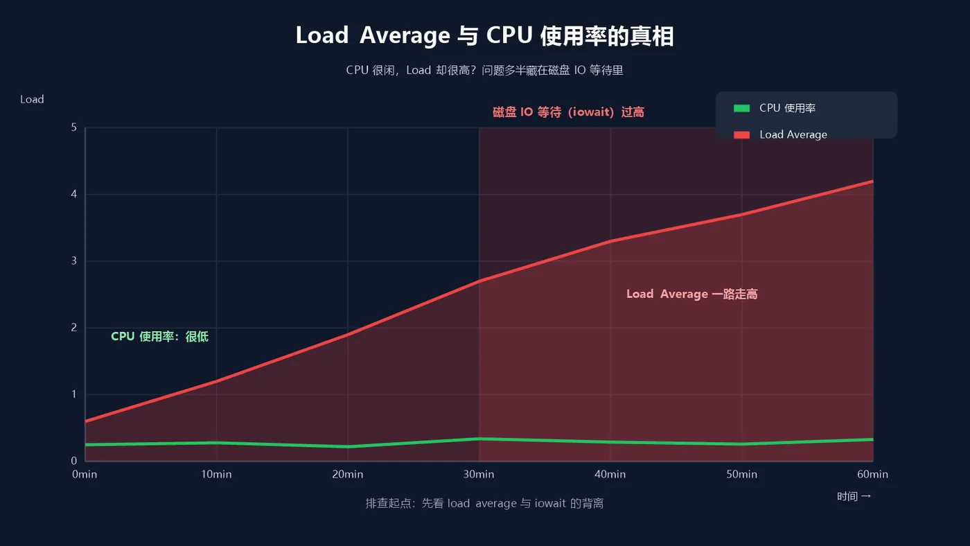 Load Average 与 CPU 使用率对比图
