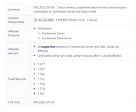 【漏洞预警】CVE-2022-26134 Confluence 远程代码执行漏洞POC验证与修复过程