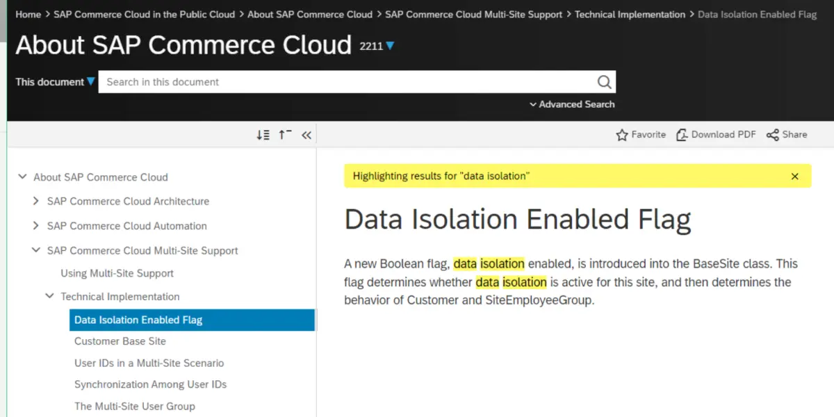 SAP Commerce Cloud 的 DataIsolation flag