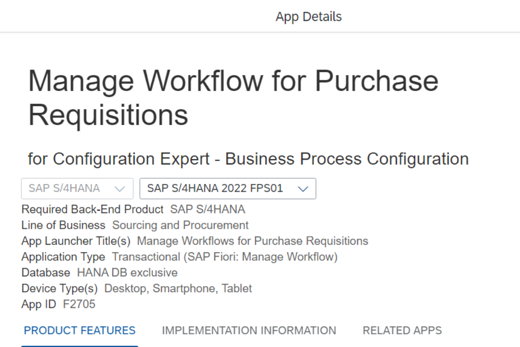 SAP Fiori 应用 Manage Workflows for Purchase Requisitions