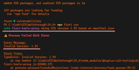 使用 SAP fiori-tools-proxy 时遇到的错误消息 - invalid version